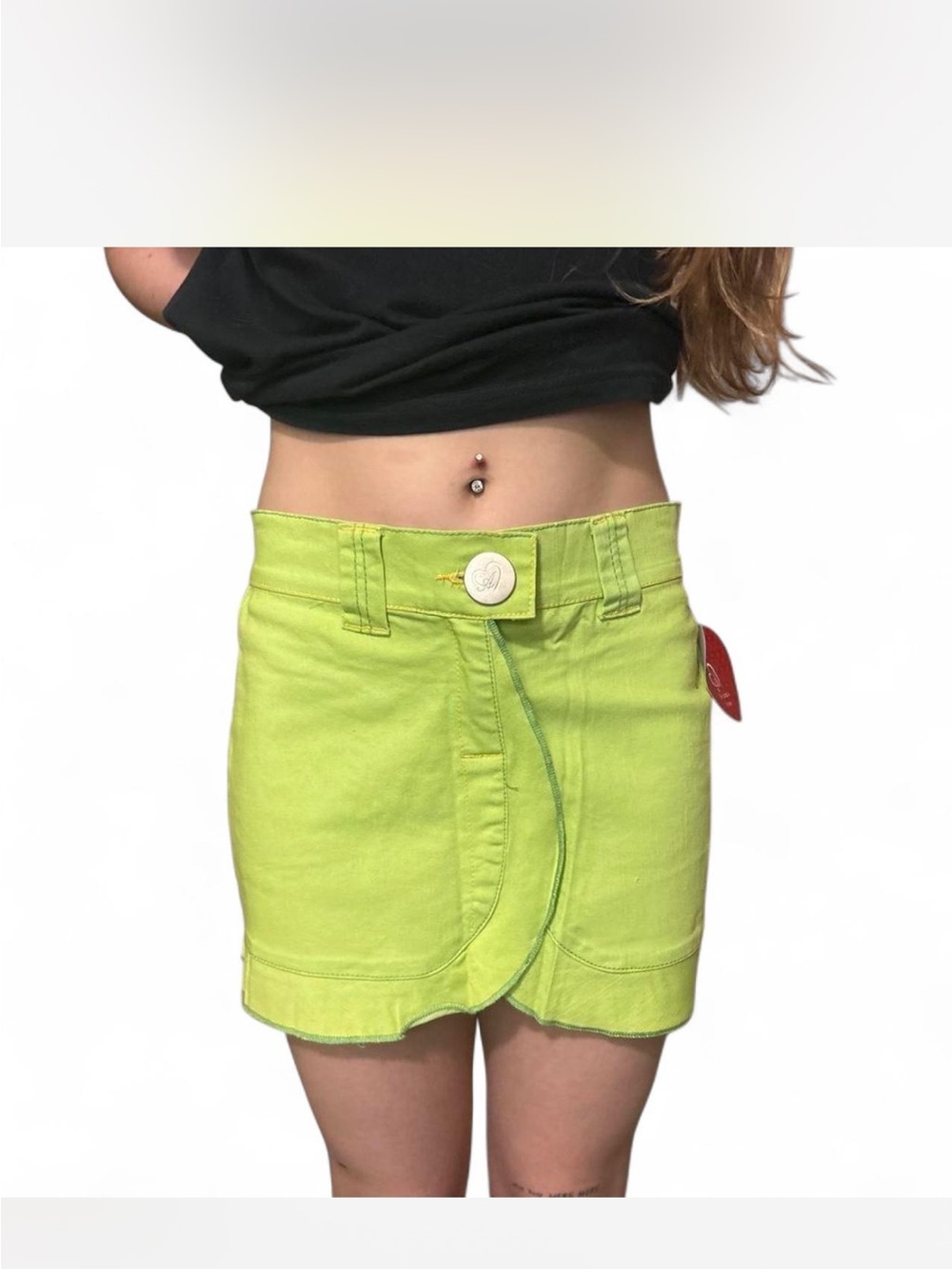 Deadstock Y2K Lime Green Denim Mini Skirt
Sz 7 - NWT